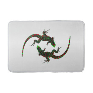 Tapis De Bain Yin Yang Lizards Argent