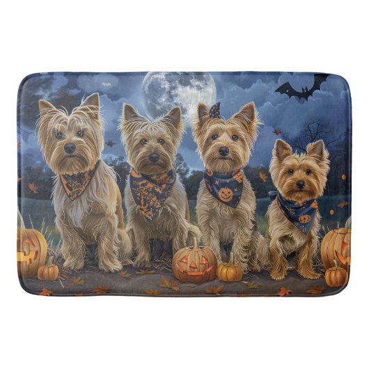 Tapis De Bain Yorkipoo Halloween Éffrayant (Devant)