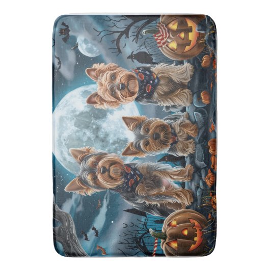 Tapis De Bain Yorkshire Terrier Halloween Éffrayant (devant Vertical)