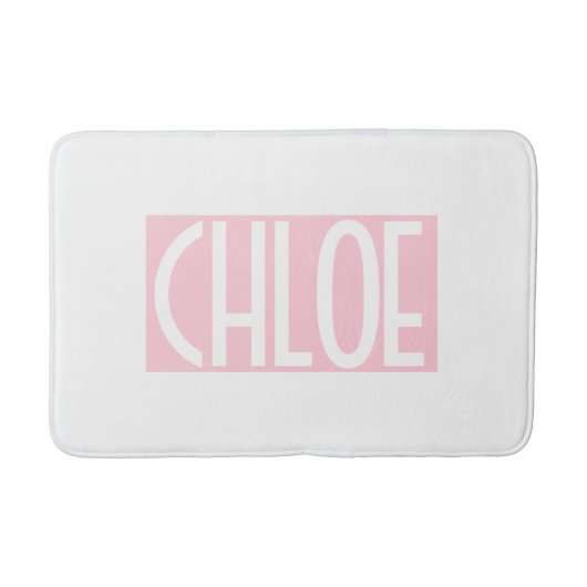 Tapis De Bain Your | Bold White Text on Light Pink (Devant)