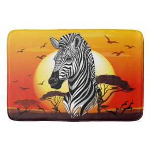 Tapis De Bain Zebra African Savanna Wild Animal