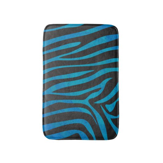 Tapis De Bain Zebra Black et Blue Print (Devant (Vertical))