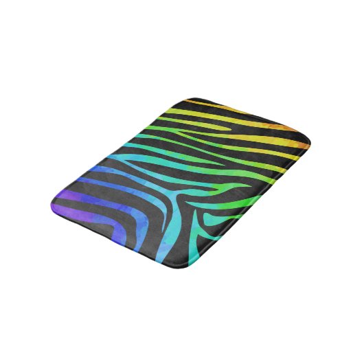 Tapis De Bain Zebra Black et Rainbow Print (Angle)