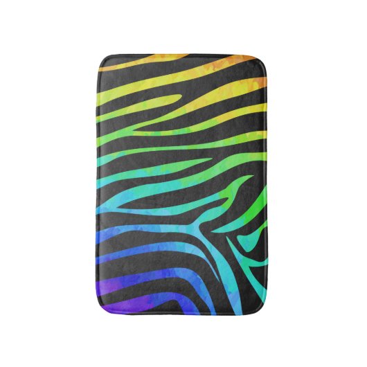 Tapis De Bain Zebra Black et Rainbow Print (Devant (Vertical))