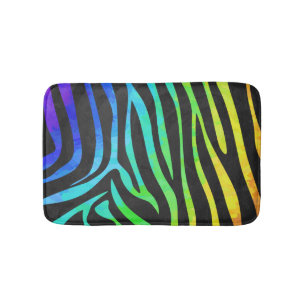 Tapis De Bain Zebra Black et Rainbow Print