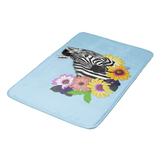 Tapis De Bain Zebra Daisies bleu (Angle)