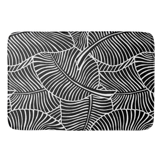 Tapis De Bain Zebra Palm Hawaiian Tropical Noir et Blanc (Devant)