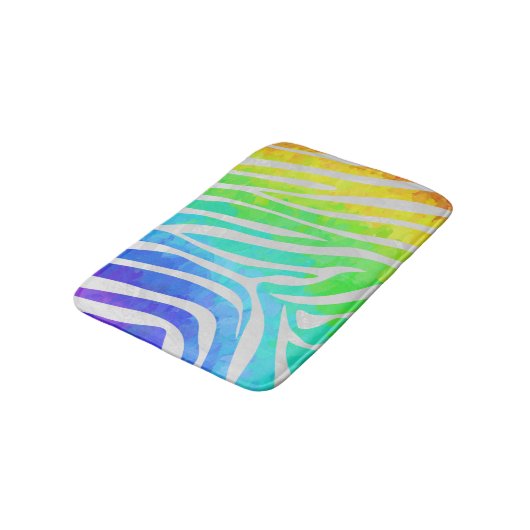 Tapis De Bain Zebra Rainbow et White Print (Angle)