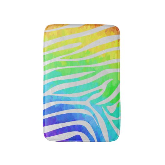 Tapis De Bain Zebra Rainbow et White Print (Devant (Vertical))