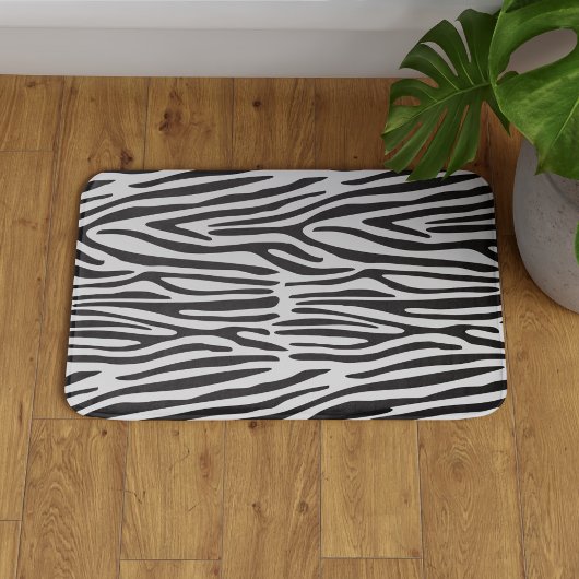Tapis De Bain Zebra Stripes noir blanc Poster de animal Mat