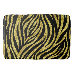 Tapis De Bain Zèbre noir et or