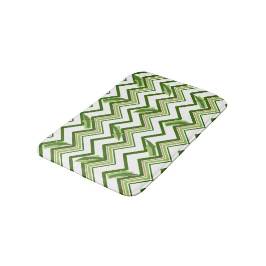 Tapis De Bain Zig Zag vert rayures et flèches (Angle)