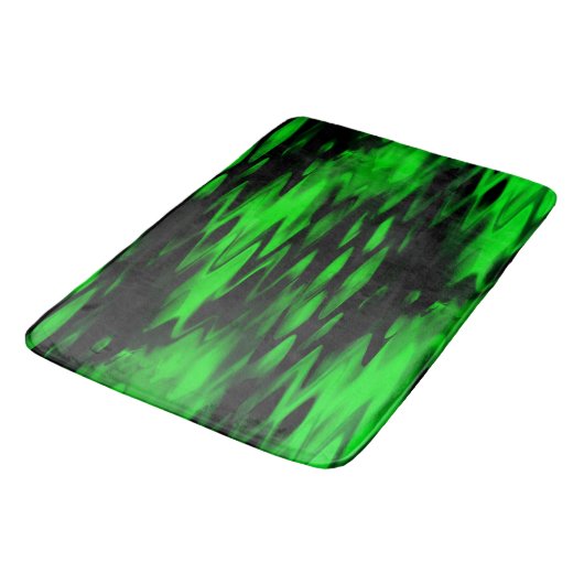 Tapis De Bain Zigzag abstrait formé en noir et vert (Angle)