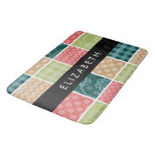 Tapis De Bain Zigzag, Chevron, En vichy, Pois, Votre Nom (Angle)