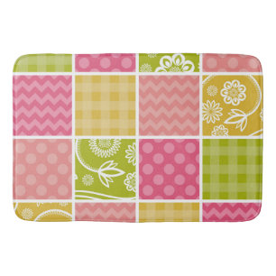 Tapis De Bain Zigzag, Chevron, Pois, En vichy, Patchwork