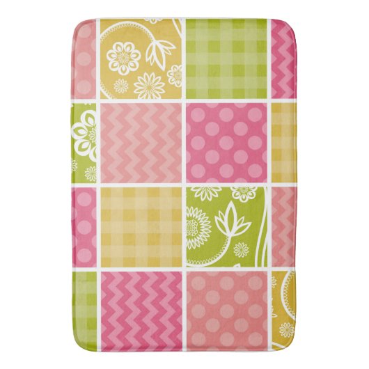 Tapis De Bain Zigzag, Chevron, Pois, En vichy, Patchwork (devant Vertical)