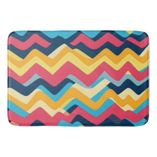 Tapis De Bain Zigzag de couleurs ondulées (Devant)