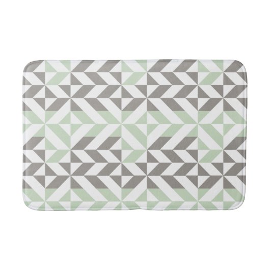 Tapis De Bain ZigZag géométrique Sage Green et Silver (Devant)