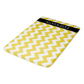 Tapis De Bain Zigzag Jaune, Chevron Jaune, Votre Nom (Angle)