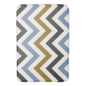 Tapis De Bain Zigzag Motif Gold Gris & Bleu sur Crème (devant Vertical)