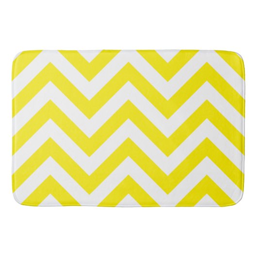 Tapis De Bain Zigzag Motif Jaune et Blanc (Devant)