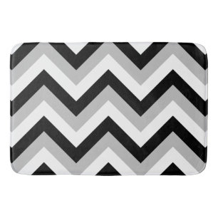 Tapis De Bain Zigzag Motif noir gris blanc