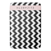 Tapis De Bain Zigzag noir et blanc, Motif Chevron, Votre nom (devant Vertical)