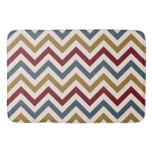 Tapis De Bain Zigzag Répéter Ptn Or rouge & bleu sur crème
