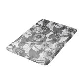 Tapis De Bain Zinnias, monochrome sur blanc (Angle)