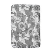 Tapis De Bain Zinnias, monochrome sur blanc (Devant (Vertical))