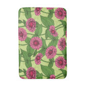 Tapis De Bain Zinnias rose sur vert clair (Devant (Vertical))