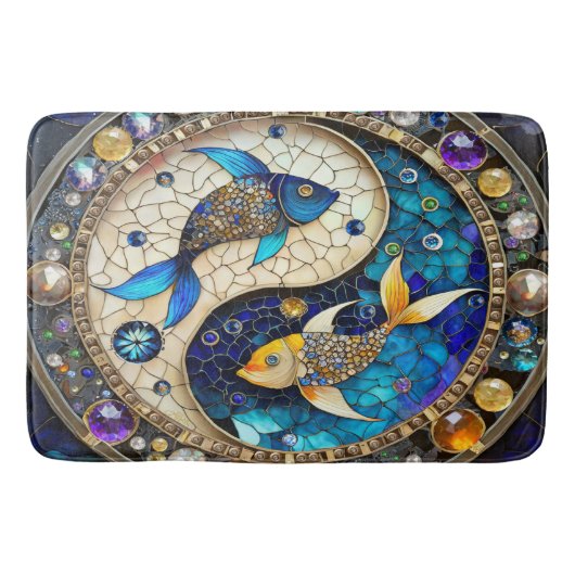 Tapis De Bain Zodiac - Poissons de poisson Yin et Yang (Devant)