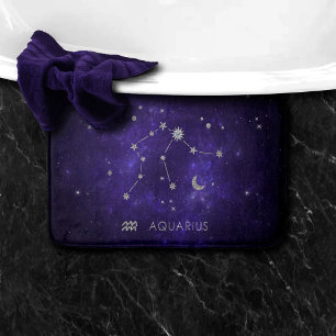 Tapis De Bain Zodiac Purple Aquarius Horoscope astrologique