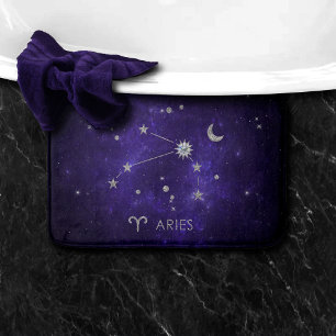 Tapis De Bain Zodiac Purple Aries Horoscope d'astrologie cosmi