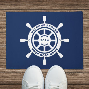 Tapis de Bienvenue à Bord Bleu Marine Nom de Batea