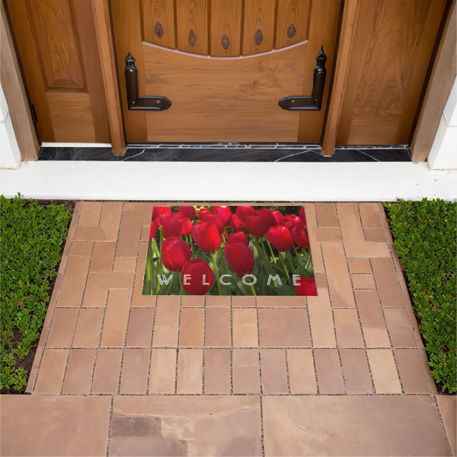 Tapis de bienvenue de fleurs de tulipes rouges (De plein air)