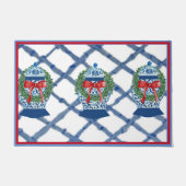 Tapis de bienvenue de Noël bleu Ginger Jars (Devant)