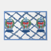 Tapis de bienvenue de Noël bleu Ginger Jars (Devant)
