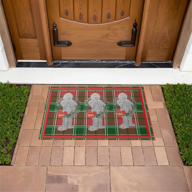Tapis de bienvenue de noël Cherub Angel Plaid (De plein air)