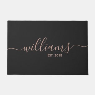 Tapis de bienvenue de nom de famille en or rose ma