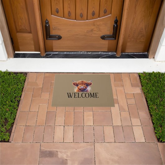 Tapis de bienvenue de vache des Highlands adoré (De plein air)
