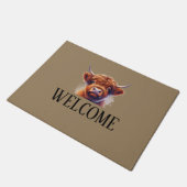 Tapis de bienvenue de vache des Highlands adoré (Incliné)