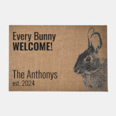 Tapis de Bienvenue Lapin Bunison Noir Moderne Rust (Devant)