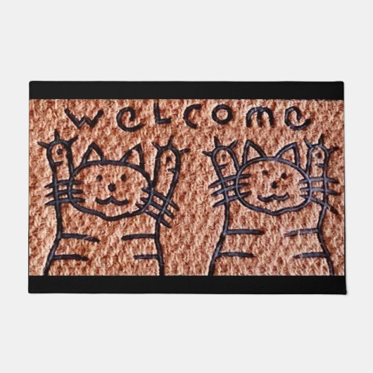 Tapis de bienvenue Paire de chats amicaux (Devant)
