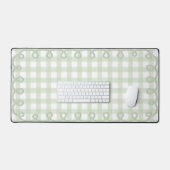 Tapis de bureau à bordure ondulée gingham vert pas (Clavier et souris)