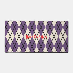 Tapis de bureau à carreaux Argyle avec texte perso