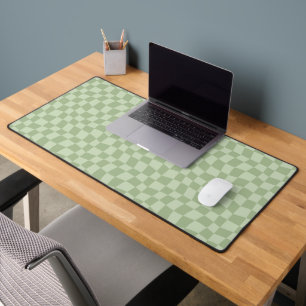 Tapis de bureau à carreaux vert rétro ondulé