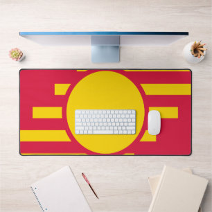 Tapis de bureau à cercle d'emblème rouge cramoisi 