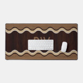 Tapis de bureau à design ondulé en bois moderne (Clavier et souris)