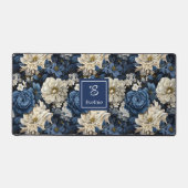Tapis de bureau à fleurs blanches bleues de luxe a (Recto)